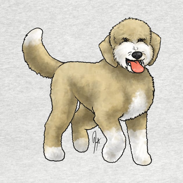 Dog - Sheepadoodle - Tan and White by Jen's Dogs Custom Gifts and Designs